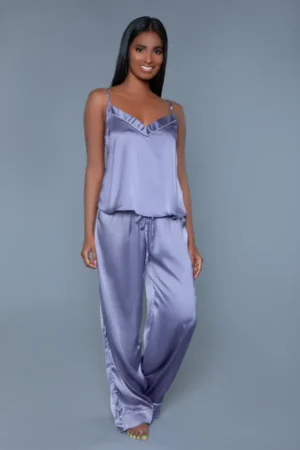2025 Madison Satin Pants PJ Set (Lilac)